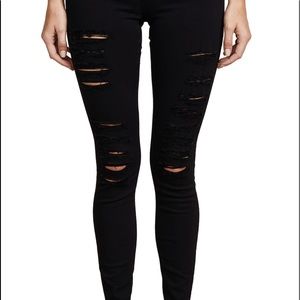 Frame Denim Black Ripped Skinny Jeans